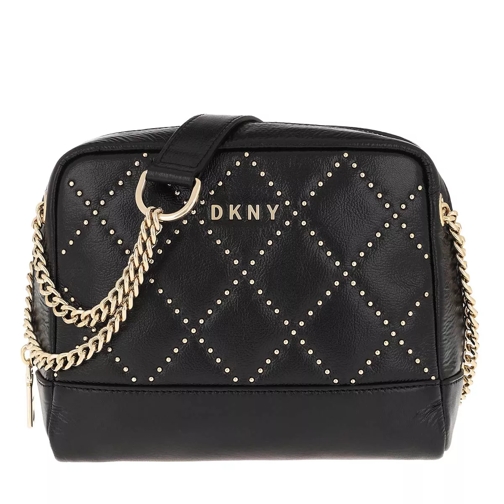 DKNY Sofia Double Chain Shoulder Bag Black Gold Crossbody Bag