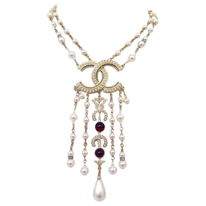 Chanel Mittellange Halskette NEUE CHANEL MULTI-STRANG PERLEN-HALSKETTE gold