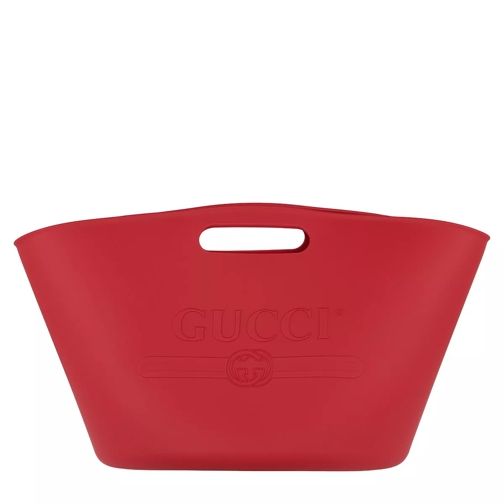 Gucci Logo Top Handle Bag Rubber Red Tote