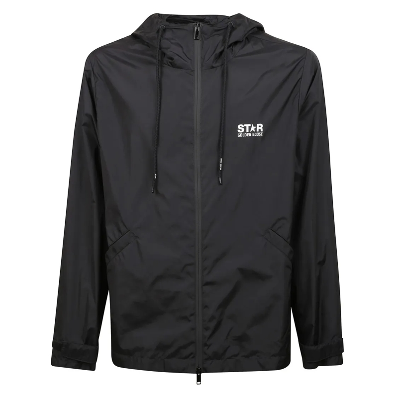 Golden Goose  Zip-Up Hooded Jacket With Star Logo Black