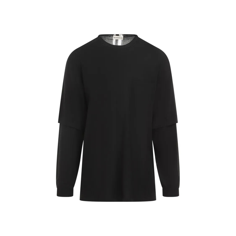 Mordecai Trui Men's Cotton Sweater With Unique Layered Design Black
