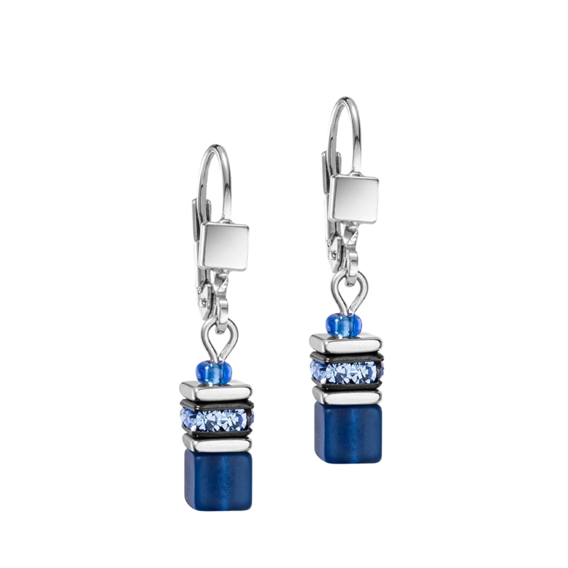 COEUR DE LION Ohrstecker GeoCUBE® Iconic Lite Ohrringe blau