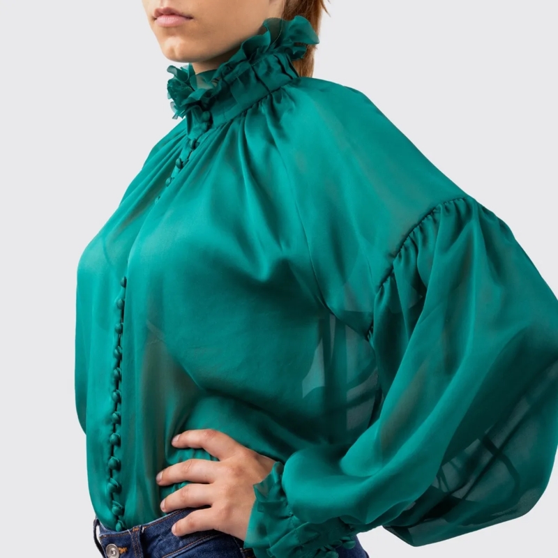Helene Galwas Bluse Seidenbluse BABETT grün(Image 4)