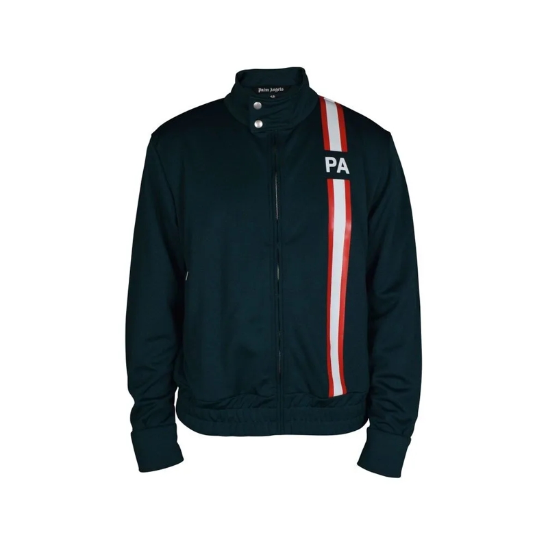 Palm Angels Bomberjacke High Collar Green Vest With Zipper Closure Black