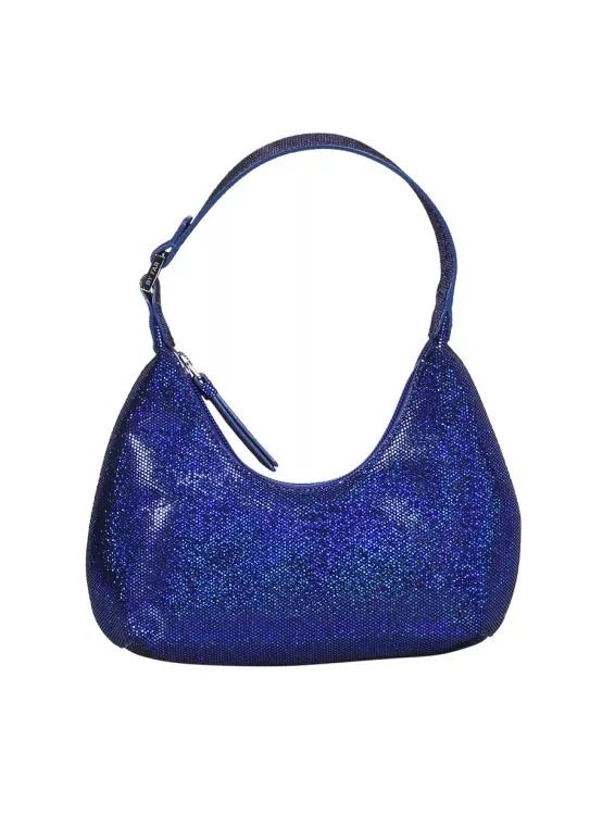 By Far Umhängetaschen - Blue Baby Amber Mini Bag Disco Dot Leather Effect - Gr. unisize - in Blau - für Damen