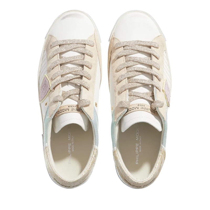 Philippe Model Low-Top-Sneaker Prsx Low Woman Veau Python Mix Blanc Rose(Image 5)