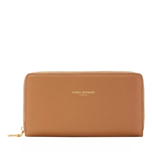 Isabel Bernard Ritsportemonnee Honoré Léa Camel Calfskin Leather Zipper Wallet