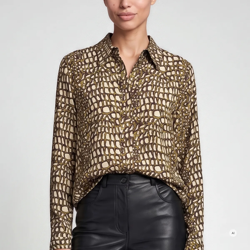 Marc Aurel Hemdbluse- Rückenpasse mit Falten- Manschette m grün | Bluse