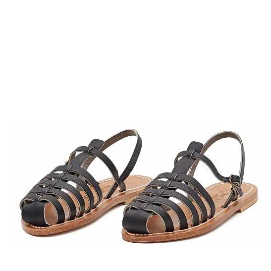 BB ST. TROPEZ Sandalen & Sandaletten - Black Leather Sandals With Adjustable Ankle Strap - Gr. 39 (EU) - in Braun - für Damen