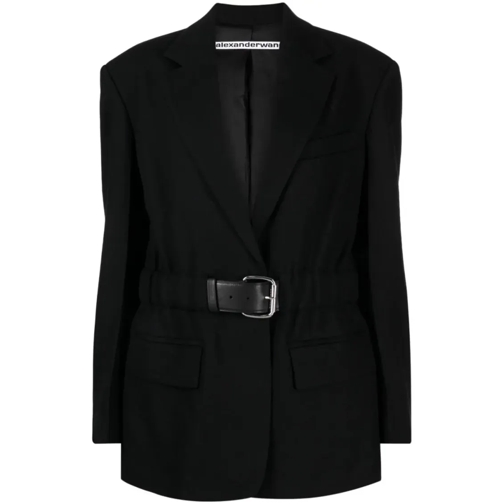 Alexander Wang Belted Wool-Canvas Blazer Black Blazer