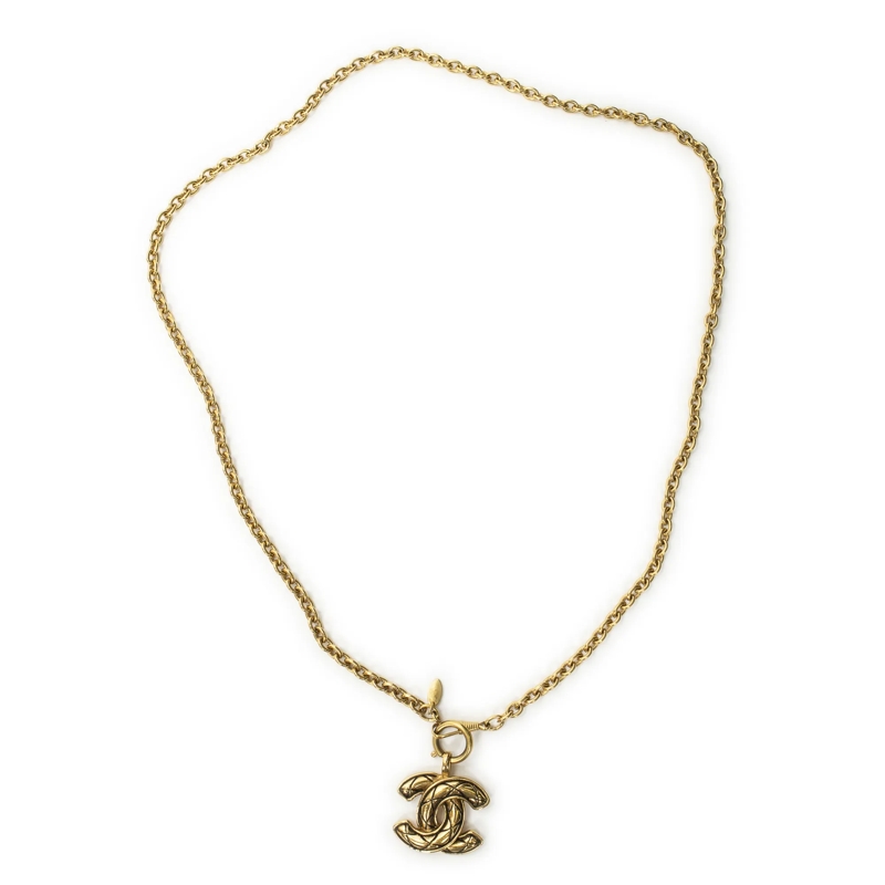 Chanel Mittellange Halskette CC Pendant Chain Necklace gold