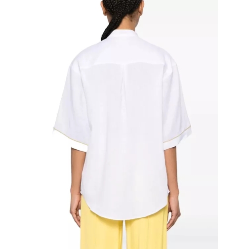 Fabiana Filippi Beaded-Trim Chambray White Shirt White 