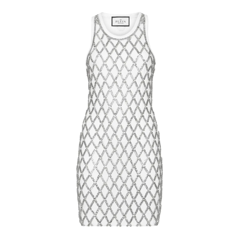 Philipp Plein Minikleid Short Tank Dress Embellished weiss