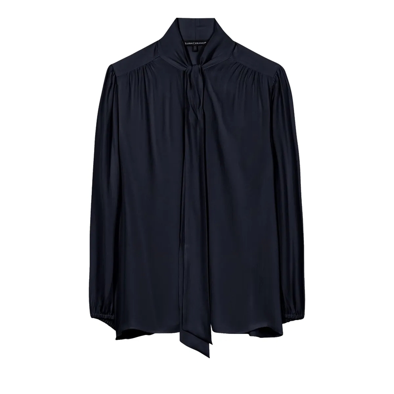Luisa Cerano Top Schluppenbluse aus Seiden-Mix winter navy