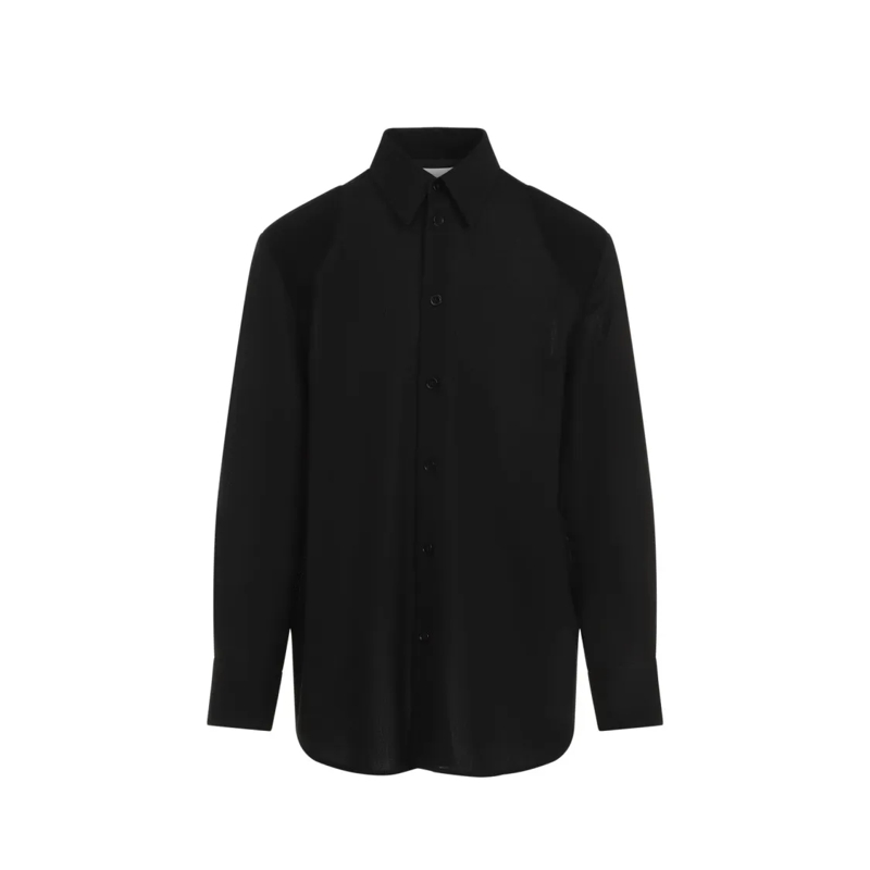Jil Sander Overhemd Tailored Black Shirt In Virgin Wool Black