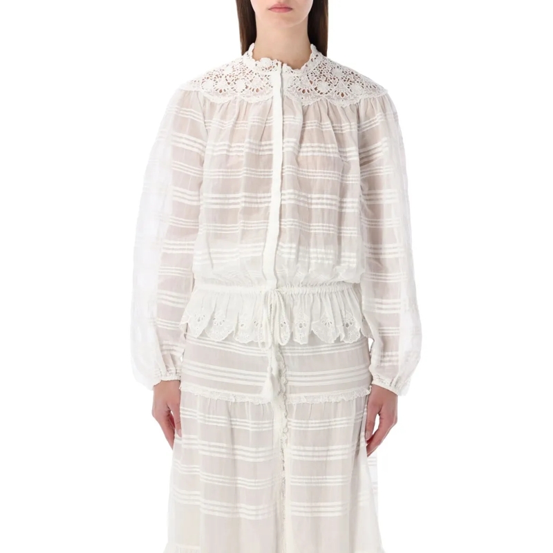 Etoile Isabel Marant Blouse Polly Organic Cotton Lace Blouse White