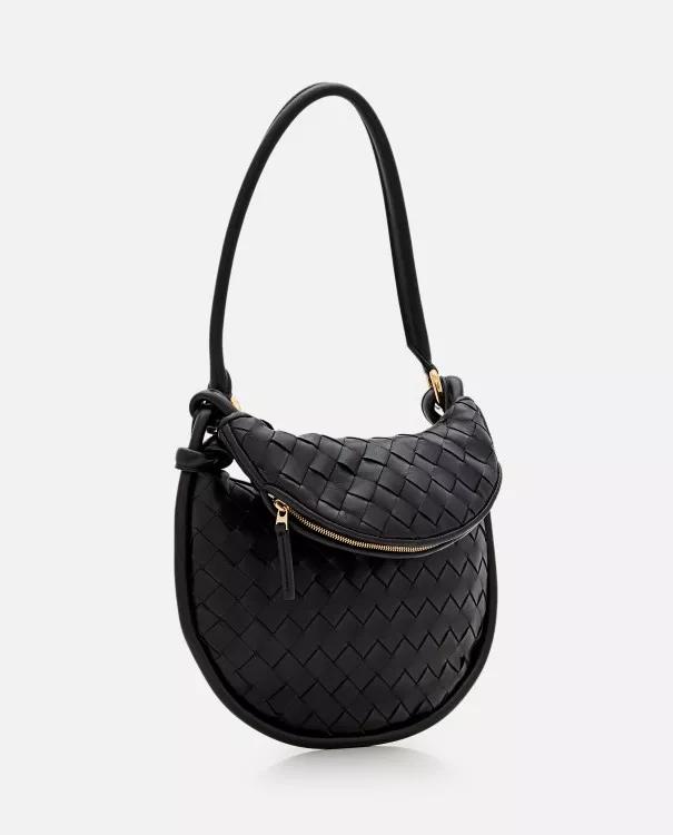 Bottega Veneta Shoppers GEMINI SMALL LEATHER SHOULDER BAG in zwart