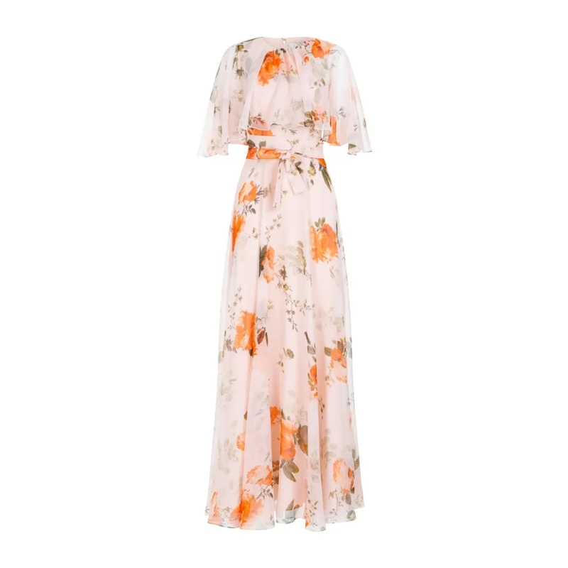Erdem  Shell Pink Silk Long Dress Pink