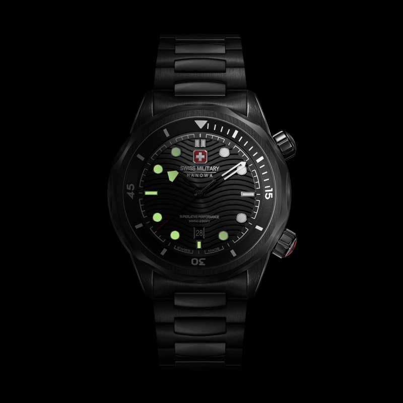 Swiss Military Hanowa Quarzuhr Quarzuhr Breakwater- 3 Zeiger Uhr- Wasserbestän schwarz(Image 5)
