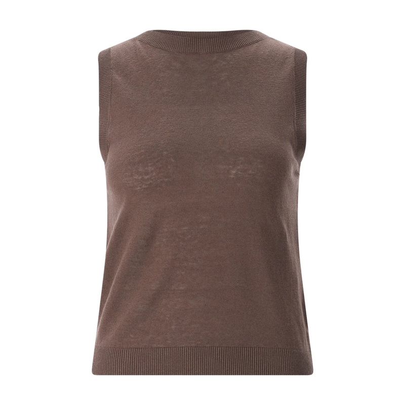 WEEKEND Max Mara Top Top Riva aus Seide & Leinen braun