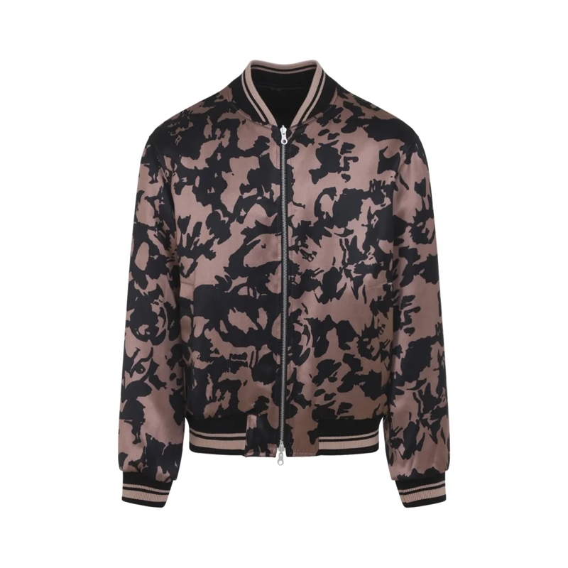Dries Van Noten Blouson aviateur Abstract Patterned Bomber Jacket With Reversible D Grey
