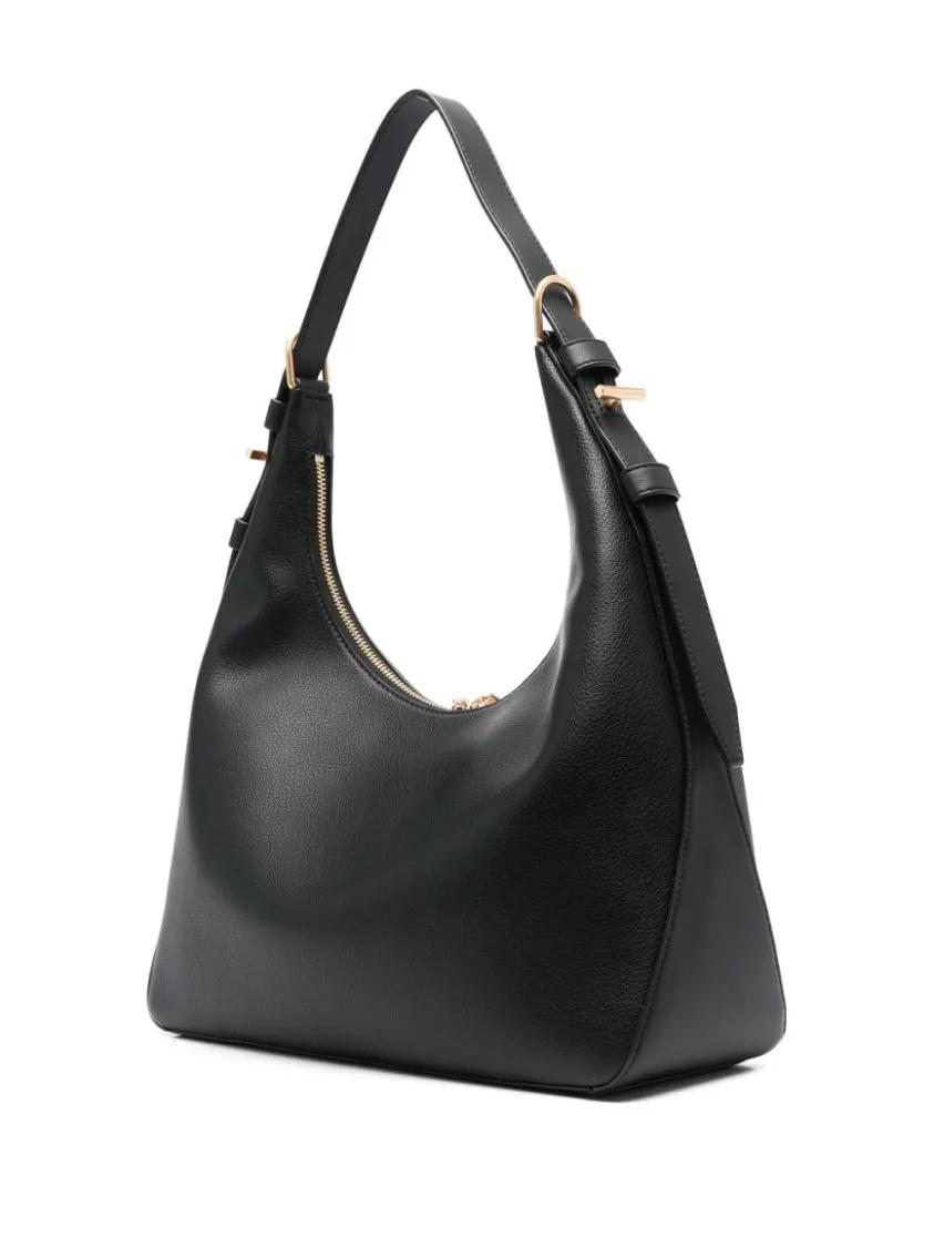 DKNY Shoppers & Totes Textured Cow Leather Hobo Tote in zwart