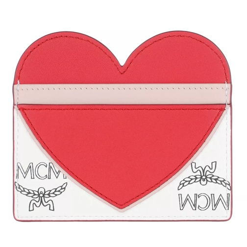 MCM Visetos Leather Mix Chinese Red Porte-cartes