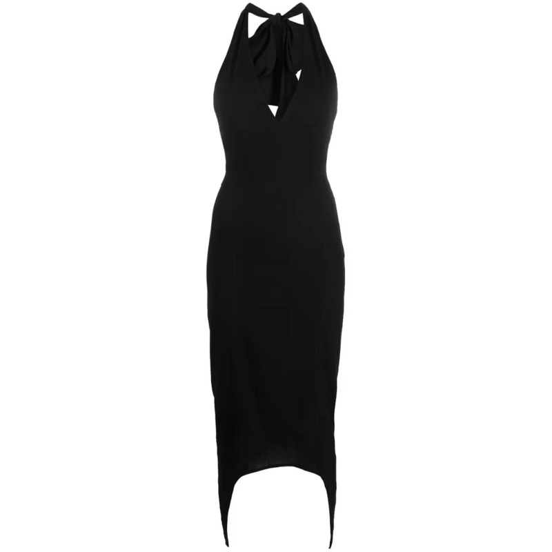 Patou Midi-jurk Halterneck V-Neck Midi Dress Black
