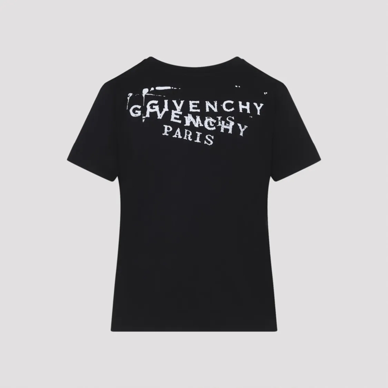 Givenchy T-shirt Black Cotton T-Shirt With Ink-Effect Logo Black