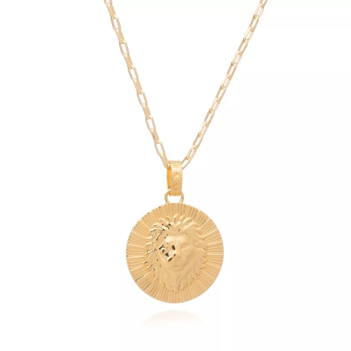 Rachel Jackson London Statement Leo Zodiac Art Coin Long Necklace  Yellow Gold Mittellange Halskette