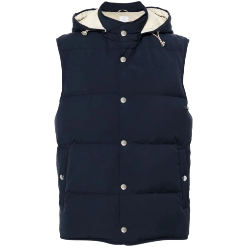 Eleventy Hooded Quilted Gilet Blue Dunjackor