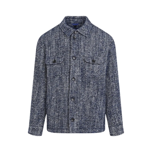 Etro Chemises White And Blue Wool Shirt Blue