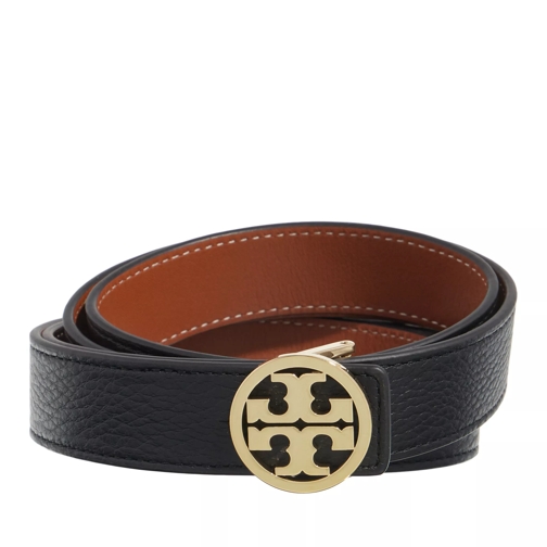 Tory Burch 1" Miller Reversible Belt Black/Classic Cuoio/Gold Leather Belt