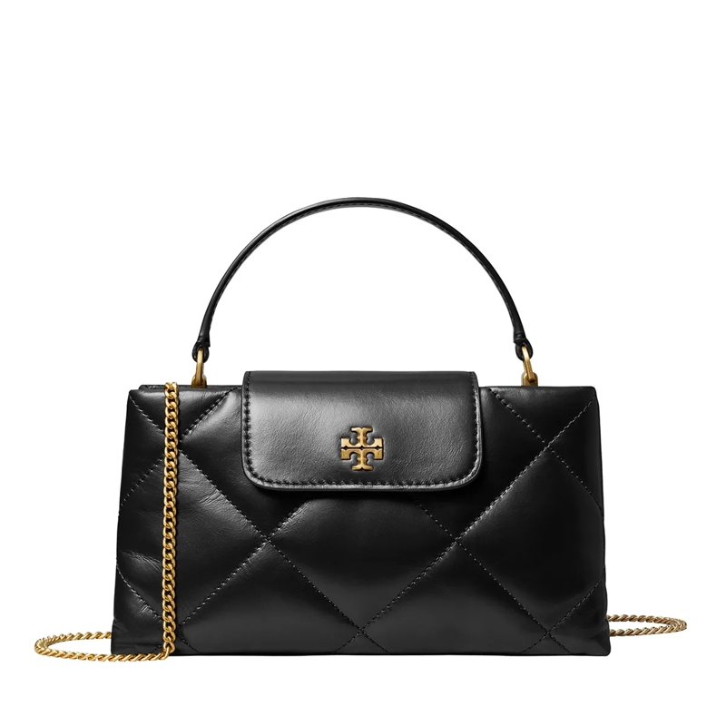 Tory Burch Satchel Kira Diamond Quilt East-West Top Handle Black