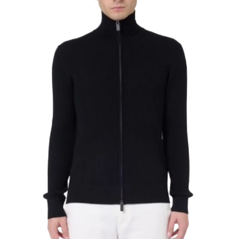 Paolo Pecora Cardigan High-Neck Full-Zip Cardigan Black