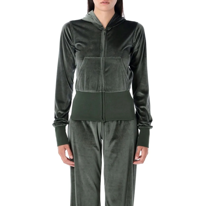 Balenciaga  Bistretch Velvet Zip-Up Hoodie Grey