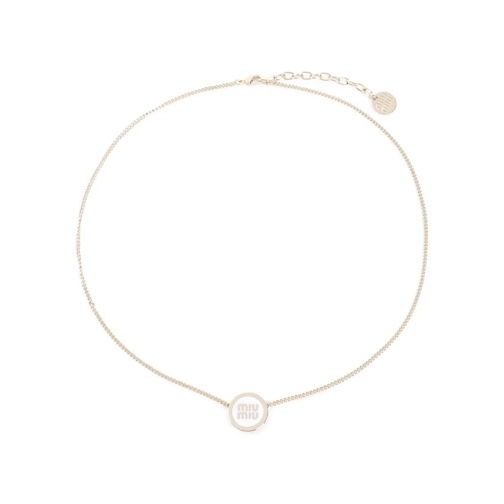 Miu Miu White Brass Necklace White Mittellange Halskette