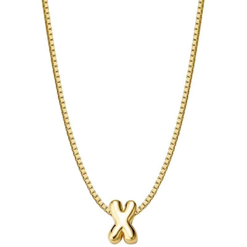 Glanzstücke München Mittellange Halskette Sterling Silber Halskette Buchstabe X gold