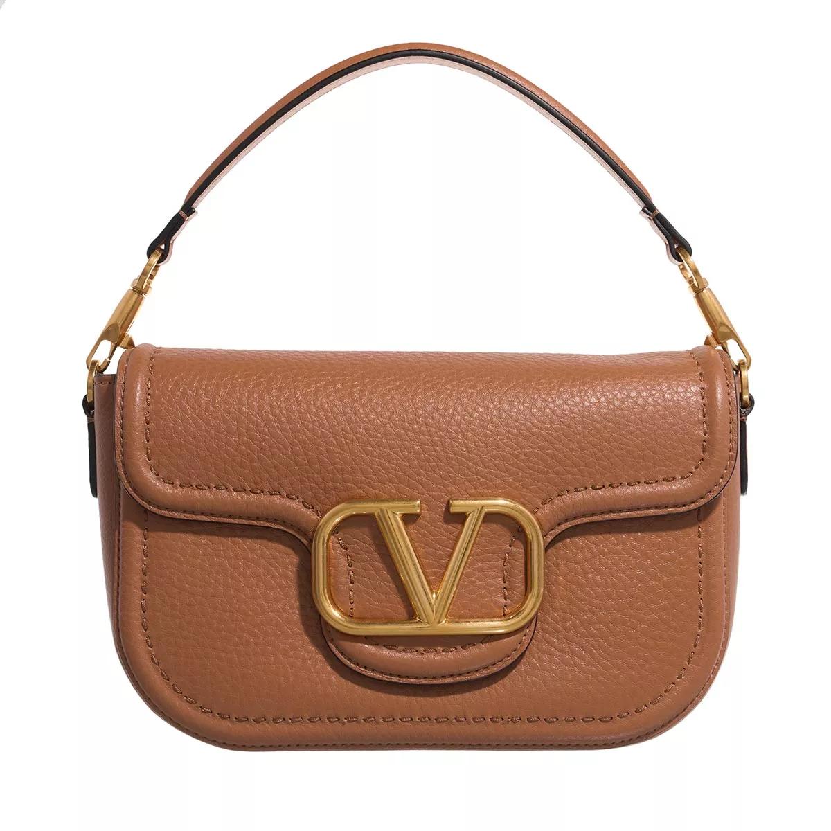 Valentino Garavani Shopper - Shoulder Bag Alltime Brass Logo - Gr. unisize - in Cognacbraun - für Damen