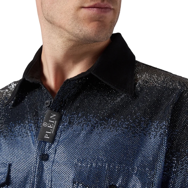 Philipp Plein Jeansjacke Jeanshemd Mit Schmucksteinen schwarz(Image 3)