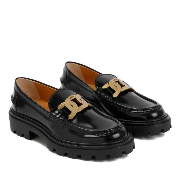 Tod%27s Loafers & Ballerinas - Chain Leather Loafers - Gr. 39,5 (EU) - in Schwarz - für Damen