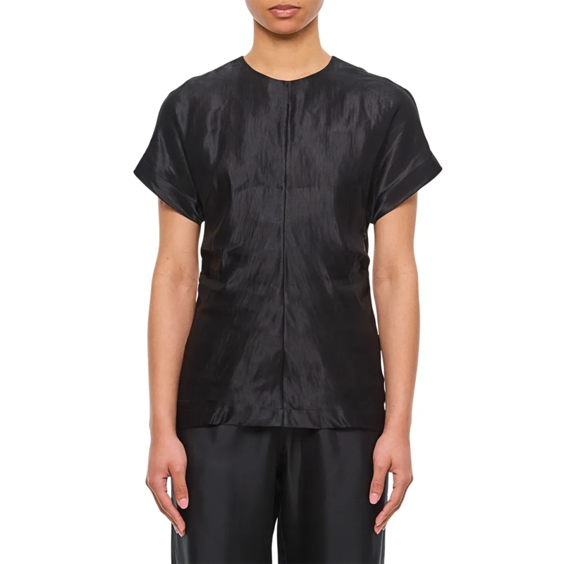 Loulou Studio Bluse Fitted Short-Sleeved Blouse Blue