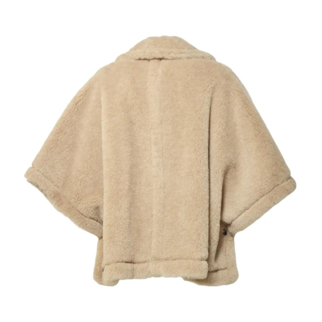 ポンチョ・ケープ Max Mara Tenebre4 Teddy Alpaca Beige Cape Tenebre alpaca, cashmere and silk teddy cape in beige - Max