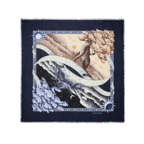 Salvatore Ferragamo Day & Night-Print Shawl Multicolored Scarf Multicolor Écharpe légère