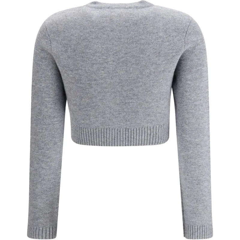 Self Portrait  Cropped Gray Sweater With Decorative Buttons Grey(Image 2)