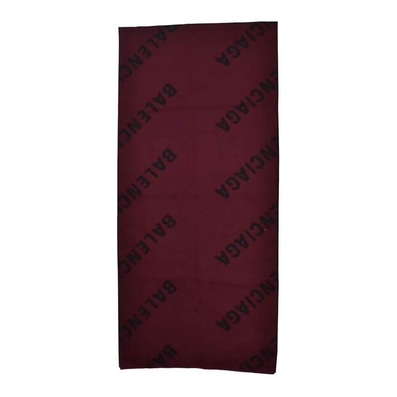Balenciaga Lichtgewicht Sjaal Two-Tone Burgundy And Black Monogrammed Scarf Black