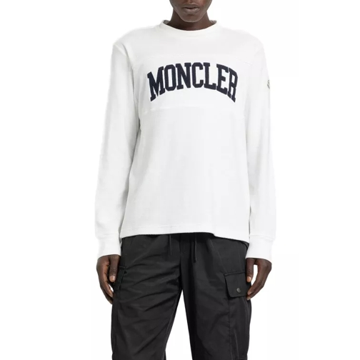 Moncler Towelling Jersey Logo Long Sleeve T-Shirt White 