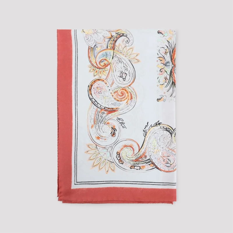 Etro Écharpe légère Square Silk Scarf White