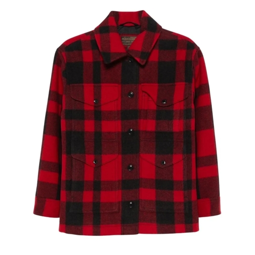 Filson Übergangsjacke Red/Black Wool/Cotton Blend Plaid Check Jacket Multicolor