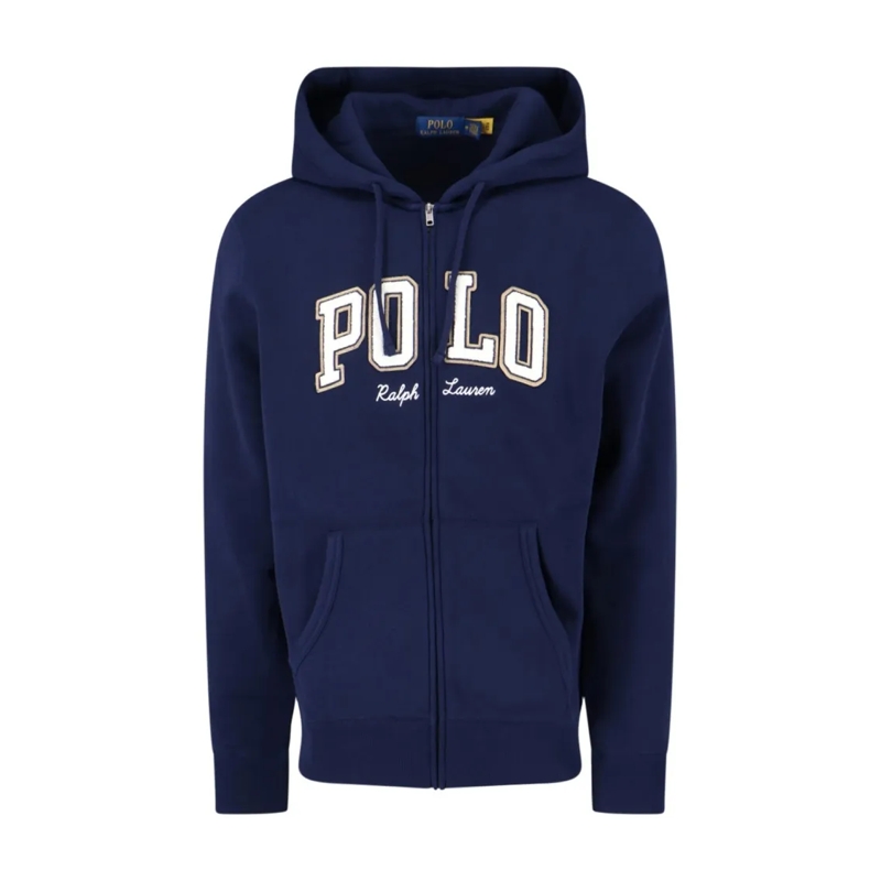 Polo Ralph Lauren  Navy Blue Zip-Up Hoodie With Iconic Logo Detail Blue